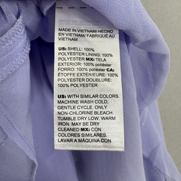 White House Black Market Blouse Womens Small Purple Ruffle Fairy Whimsy Boho Top - Picture 15 of 16